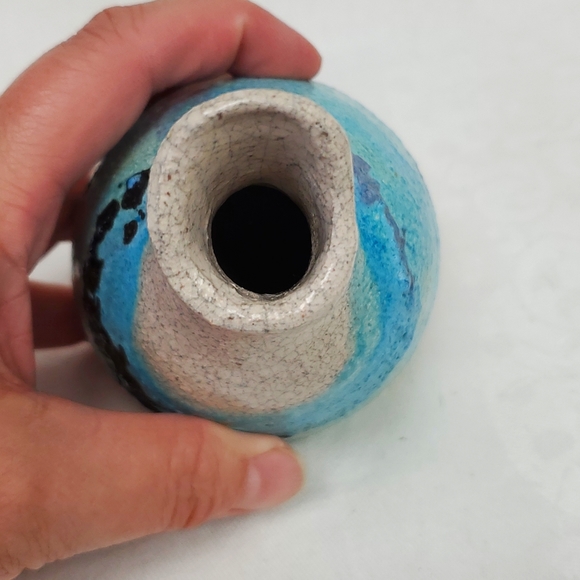 Raku art pottery handmade  5” bud vase - Picture 6 of 9